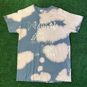 Junk Food Def Leppard Tour 1983 Blue Bleach Cloud Wash Graphic T-Shirt Mens S